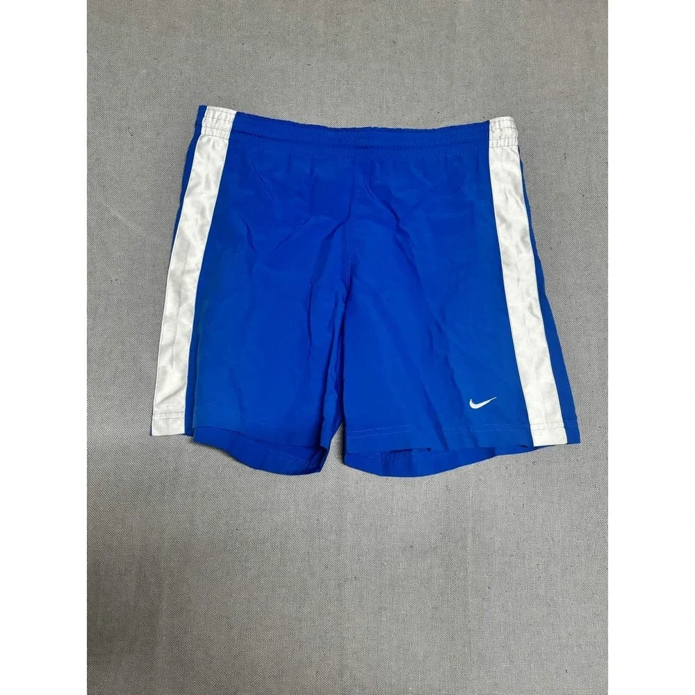 Nike Youth Boys Large Athletic Shorts Royal Blue Performance White Stripe